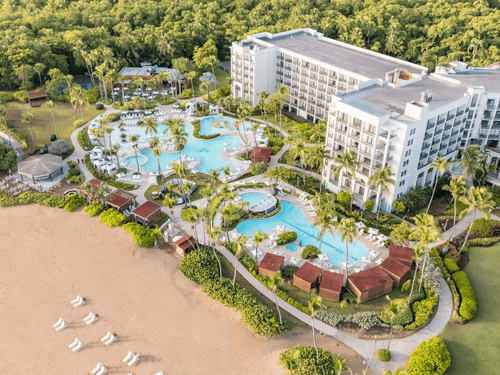 building and pool